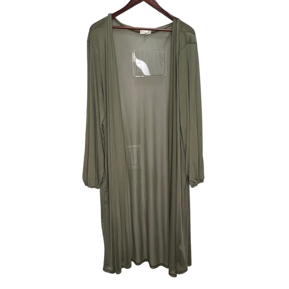 Urban Rose Green Sheer Maxi Open Front Maxi Cardigan Size 3X - Picture 1 of 11